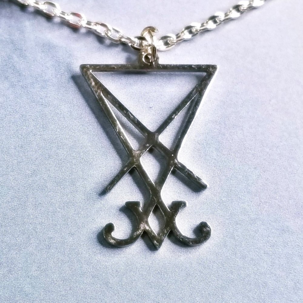 Sigil of Lucifer Luciferian Glyph Silver Necklace